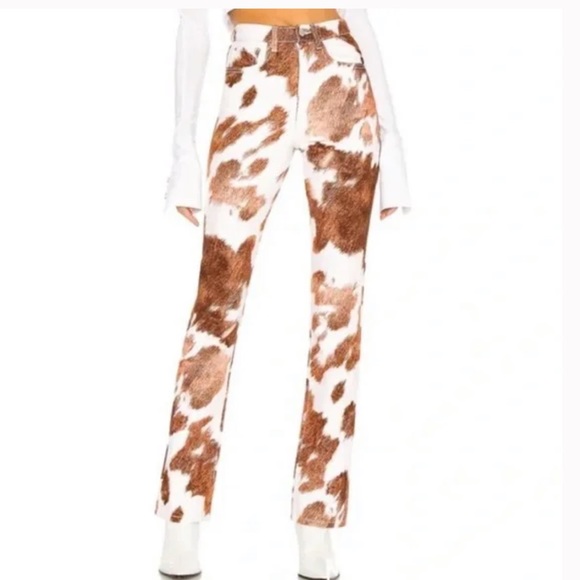 WeWoreWhat Cow Hide Stiletto Slit Jeans Size 26 NWT - Picture 2 of 11